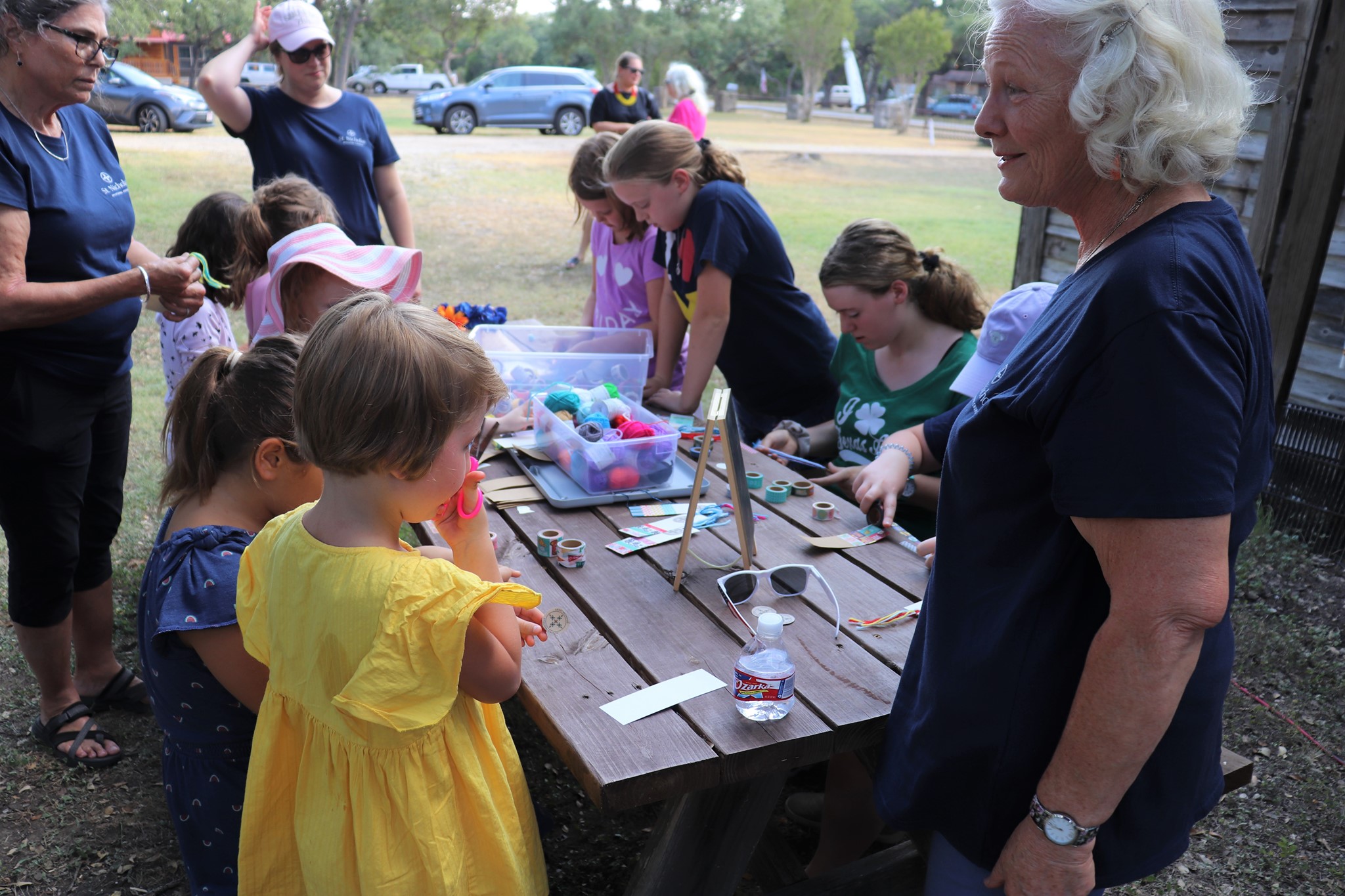 Children making bookmarks