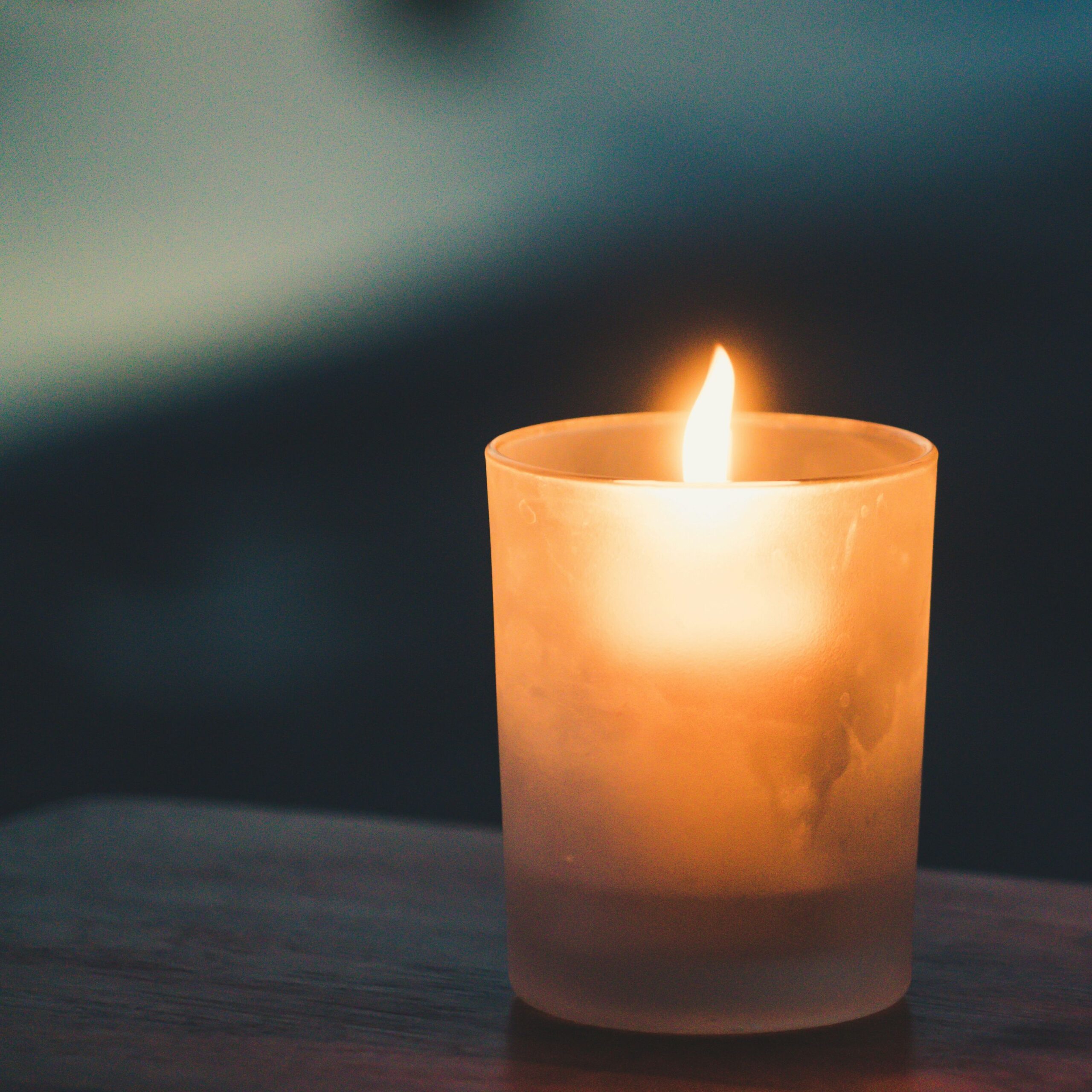 candle on a table